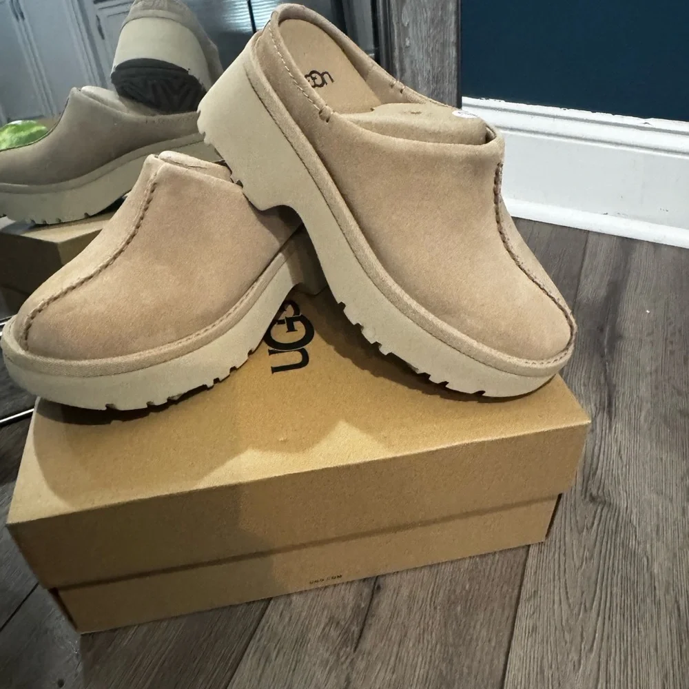 UGG Beige Suede Women's Clogs - Picture 9 of 11